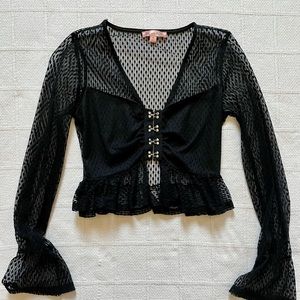 Black Lace crop top, see through back